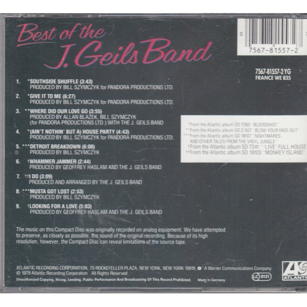 Best Of The J. Geils Band (CD)
