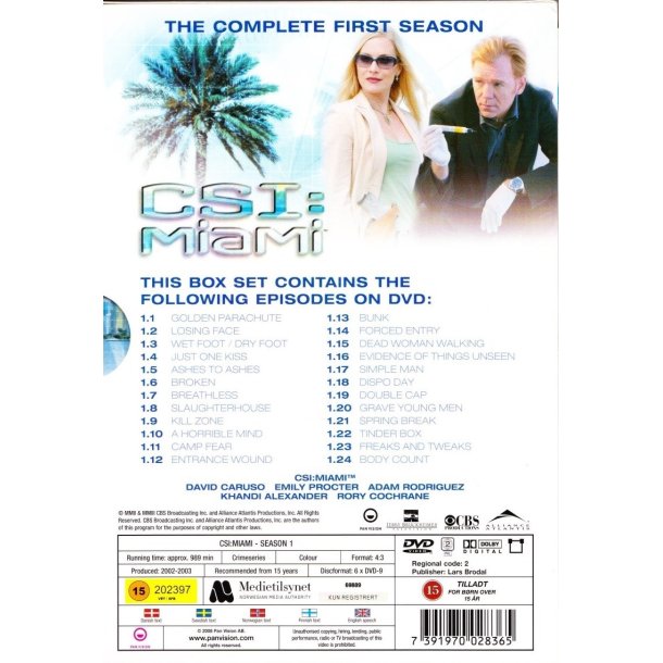 CSI Miami - S�son 1 (DVD)