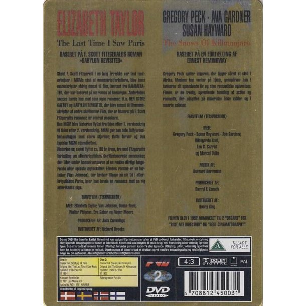 The Last time i saw Paris & The Snows of Kilimanjaro - Steelbook (DVD)