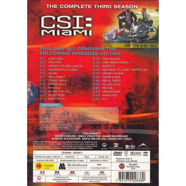 CSI Miami - S�son 3 (DVD)