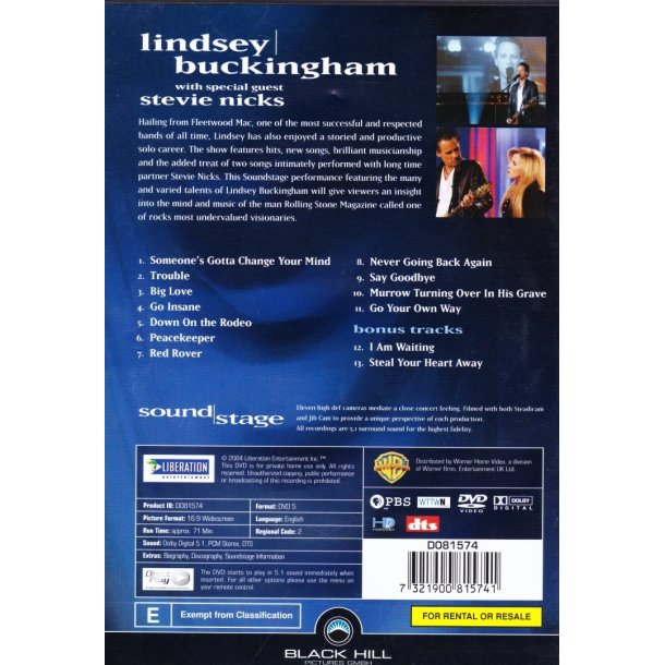 With special guest Stevie Nicks (DVD)