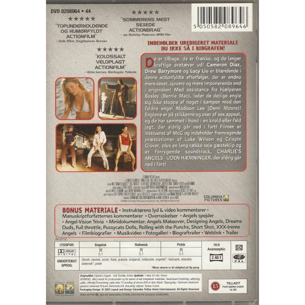 Charlie's Angels  uden h�mninge (DVD)