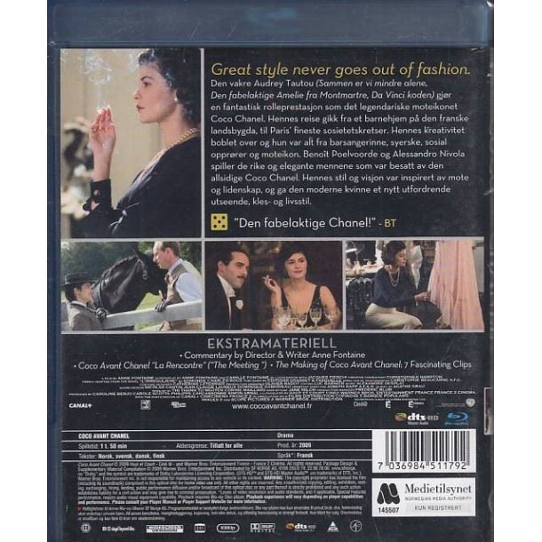 Coco f�r Chanel (Blu-ray)