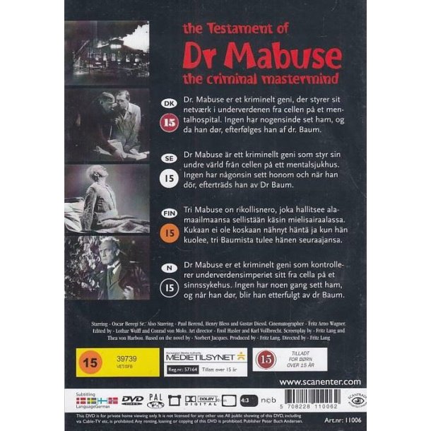 The Testament of Dr. Mabuse (DVD)