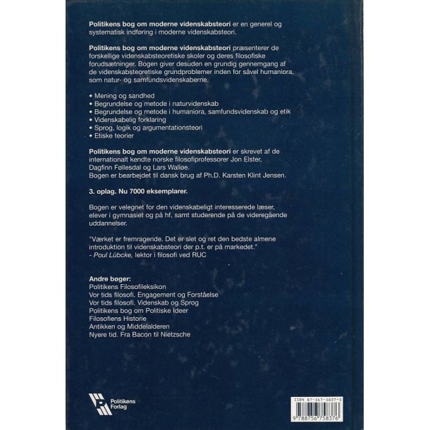 Filosofi - Politikens bog om moderne videnskabsteori (Bog)