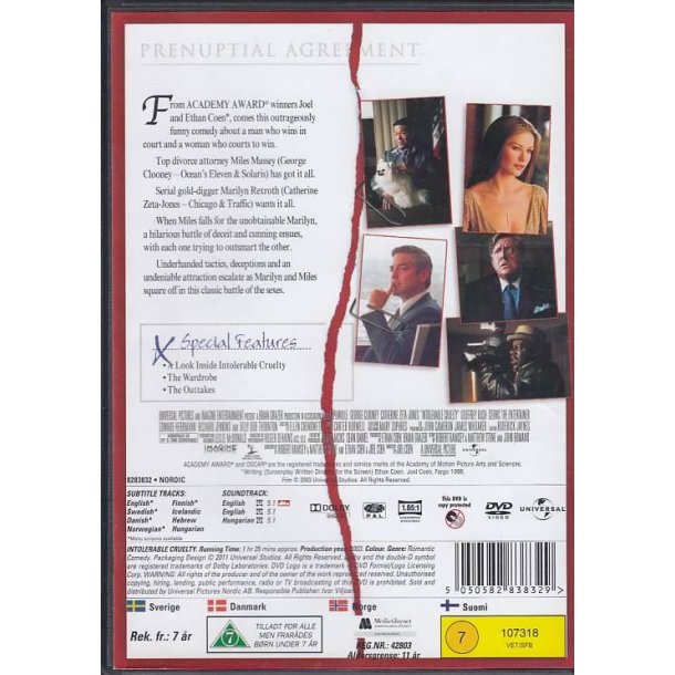 Intolerable cruelty (DVD)