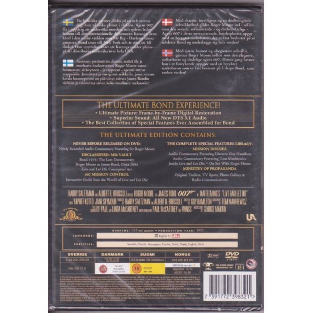 James Bond 007 - Live And Let Die (DVD)