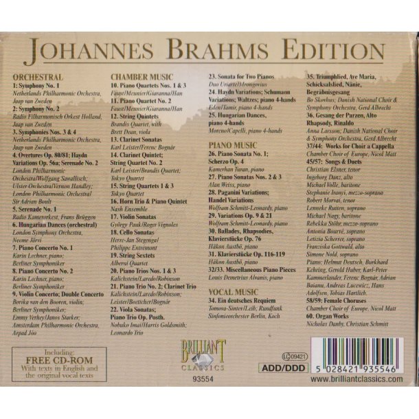 Johannes Brahms - Complete works (CD)