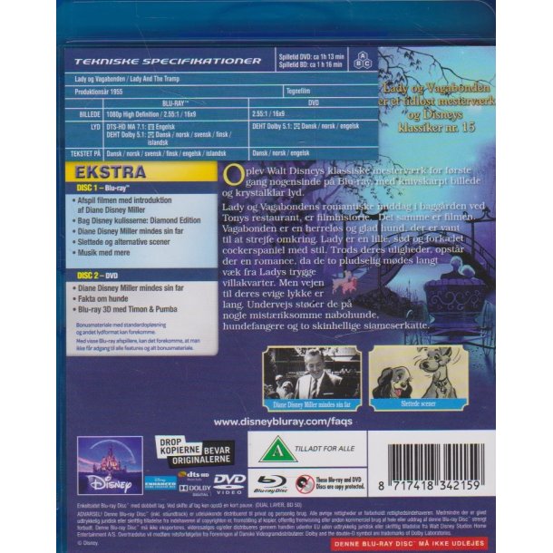 Lady og Vagabonden - Disney klassiker nr. 15 (Blu-ray+DVD)