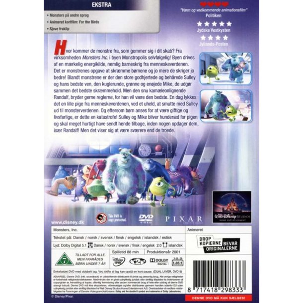 Monsters inc - Disney Pixar nr. 4 (DVD)