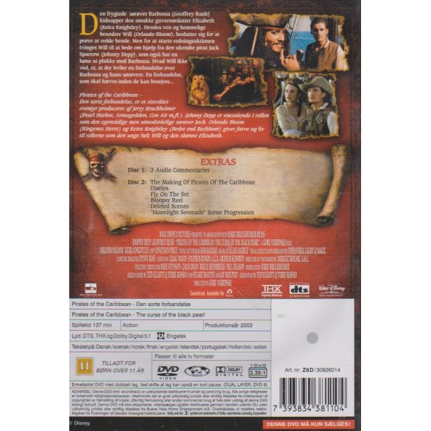 Pirates of the Caribbean - Den sorte forbandelse (DVD)