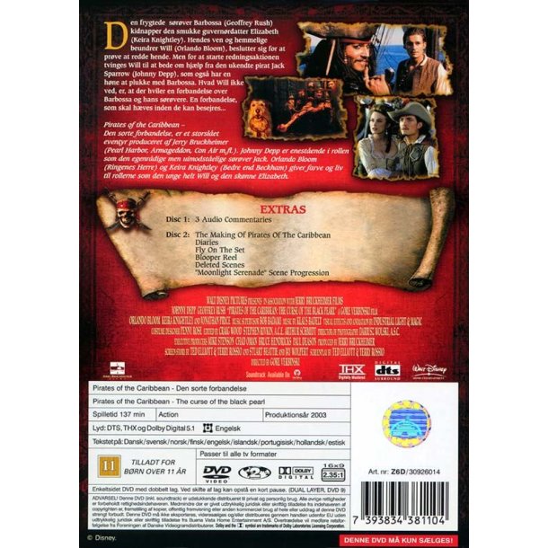 Pirates of the Caribbean - Den sorte forbandelse (DVD)