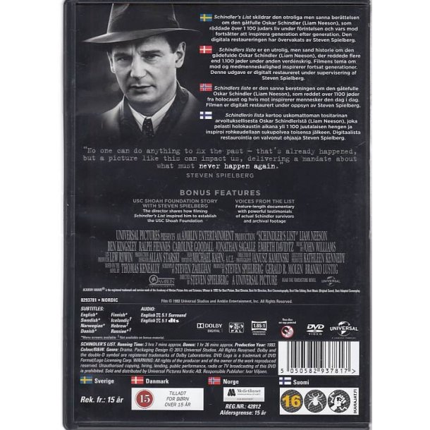 Schindler's liste (DVD)