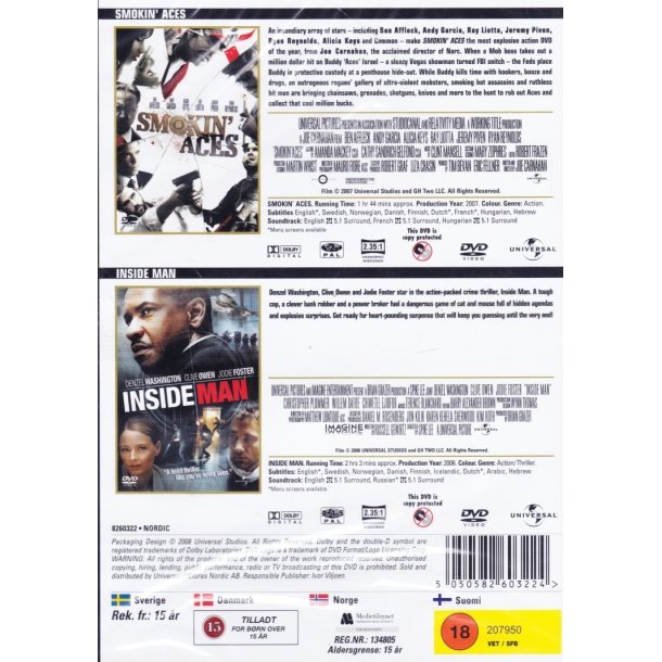 Smoking aces og Inside man (DVD)
