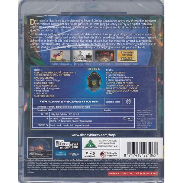 Snehvide  og de syv sm� dv�rge - Disney klassikere nr. 1 (Blu-ray+DVD)