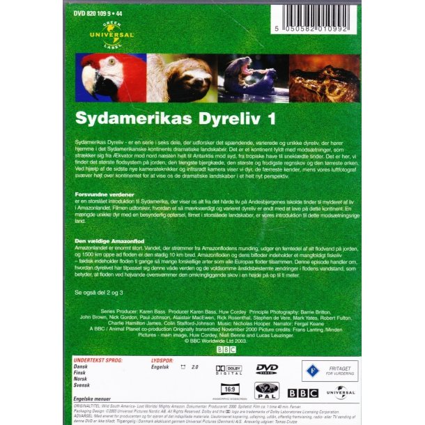 Sydamerikas dyrliv 1 (DVD)