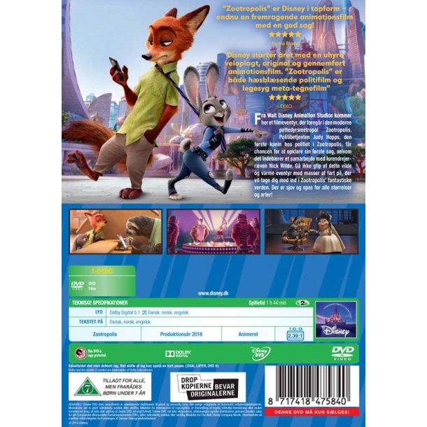 Zootropolis - Disney klassikere nr. 54 (DVD)